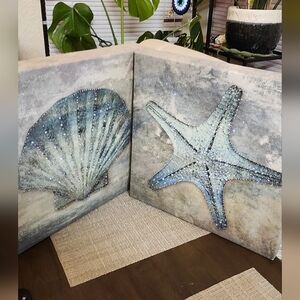 Coastal Seashell and Starfish Canvas Art Set